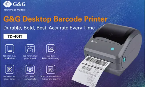 ЕТИКЕТЕН ПРИНТЕР - DESKTOP BARCODE PRINTER G&G - USB+Bluetooth+WiFi - PN TD-401T (TD401T) - image 3