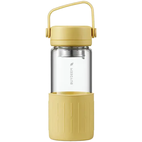 BUYDEEM Γυάλινο μπουκάλι τσαγιού 300 ml, μοντέλο DG42, χρώμα Mellow Yellow - 1