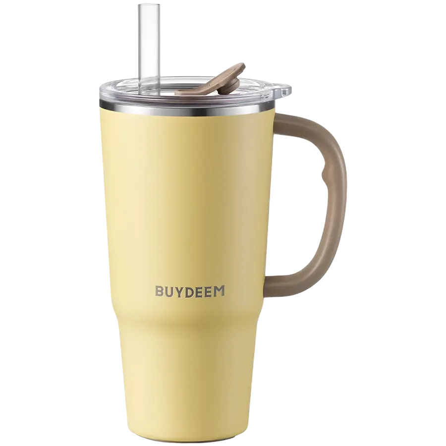 BUYDEEM Thermo Mug With Straw 700 ml, model DS57, color Mellow Yellow