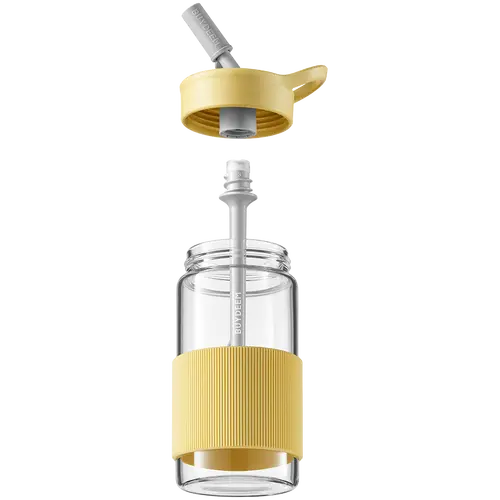 BUYDEEM Portable Glass Straw Bottle 500 ml, model CD1017, color Mellow Yellow - image 1