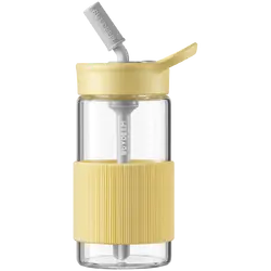 BUYDEEM Portable Glass Straw Bottle 500 ml, model CD1017, color Mellow Yellow