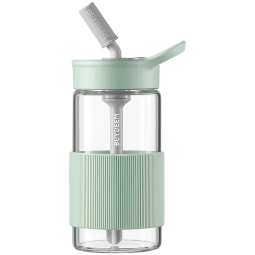 BUYDEEM Portable Glass Straw Bottle 500 ml, model CD1017, color Cozy Greenish - image 1