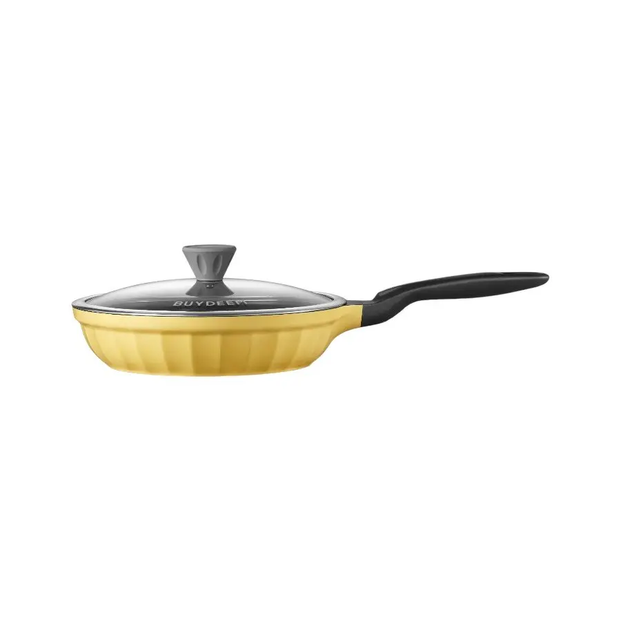 BUYDEEM Tigaie antiaderentă din aluminiu turnat 25 cm, model CP151, culoare Mellow Yellow