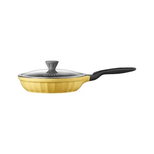 BUYDEEM Tigaie antiaderentă din aluminiu turnat 25 cm, model CP151, culoare Mellow Yellow - 1