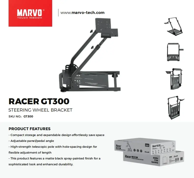Marvo сгъваема стойка за волан и педали Foldable Racing Simulator Stand - MARVO-GT300 - image 6