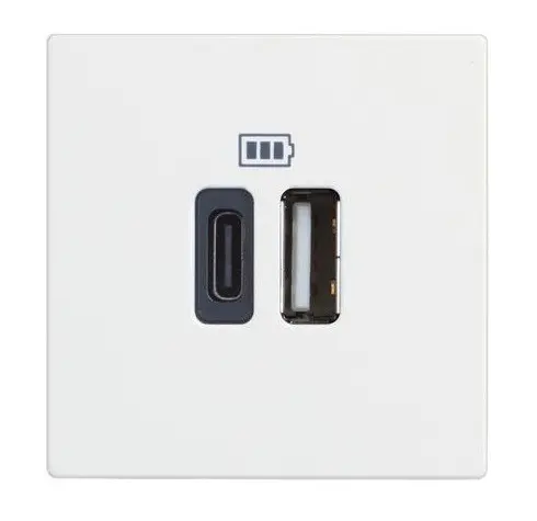 ДВУМОДУЛНА USB ТИП A И С РОЗЕТКА CLASSIA LEGRAND - БЯЛ