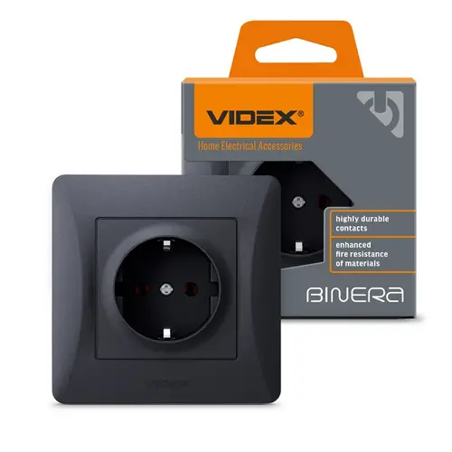 КОНТАКТ ШУКО VF-BNSK1G-BG 16А BINERA VIDEX - ГРАФИТ