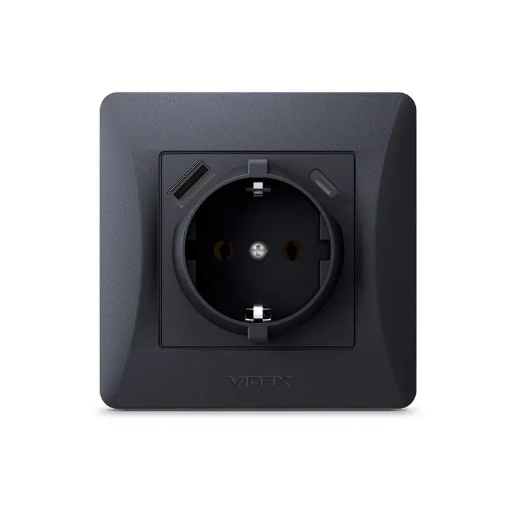 КОНТАКТ ШУКО VF-BNSK1GUC-BG USB-A+USB-C BINERA VIDEX - ГРАФИТ - image 1