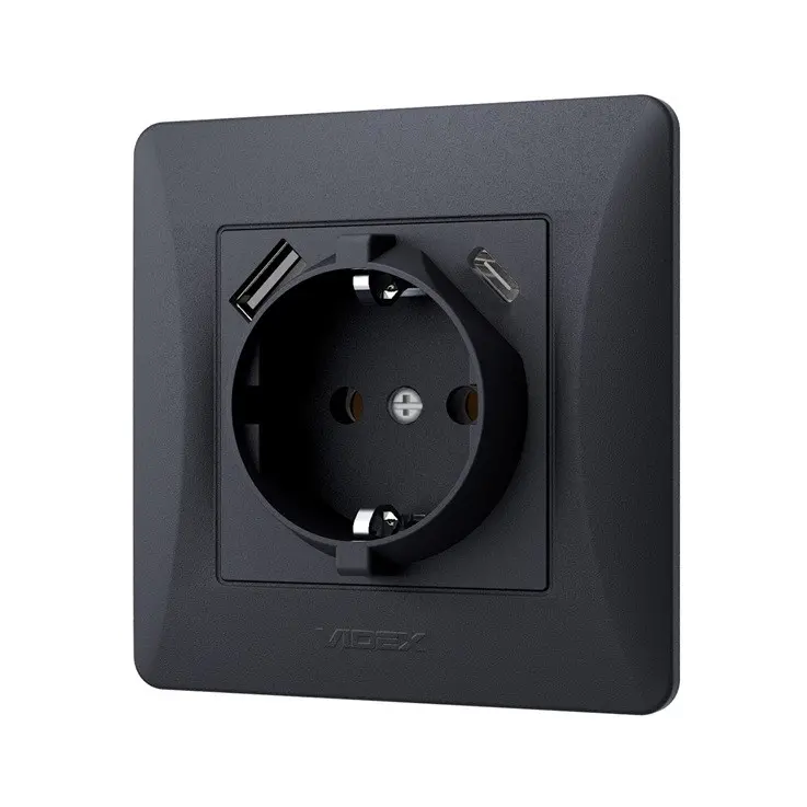 КОНТАКТ ШУКО VF-BNSK1GUC-BG USB-A+USB-C BINERA VIDEX - ГРАФИТ - image 2