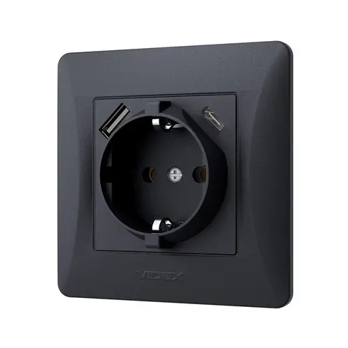 КОНТАКТ ШУКО VF-BNSK1GUC-BG USB-A+USB-C BINERA VIDEX - ГРАФИТ - image 2