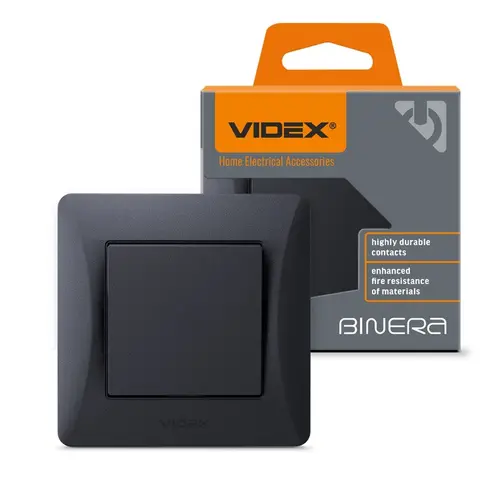 ЕДНОПОЛЮСЕН КЛЮЧ VF-BNSW1-BG 10А BINERA VIDEX - ГРАФИТ