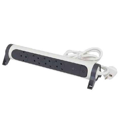 РАЗКЛОНИТЕЛ 4х ШУКО КАБЕЛ 1,5м С ЗАЩИТА LEGRAND - БЯЛ/СИВ