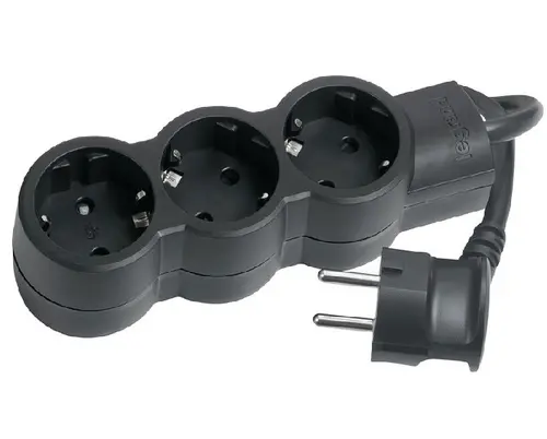 РАЗКЛОНИТЕЛ 3х ШУКО С КАБЕЛ 1,5м LEGRAND -  ЧЕРНО/СИВ
