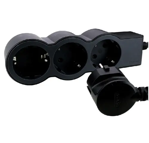 РАЗКЛОНИТЕЛ 3х ШУКО С КАБЕЛ 3м LEGRAND - ЧЕРНО/СИВ