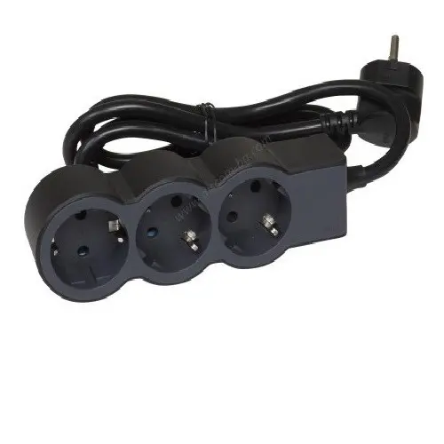 РАЗКЛОНИТЕЛ 3х ШУКО С КАБЕЛ 5м LEGRAND - ЧЕРНО/СИВ