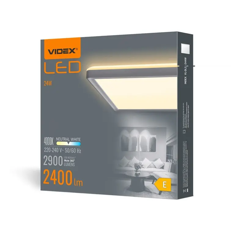 LED ЛАМПА VL-DL3S-244W CEILING SQ 24W/4K/WH VIDEX