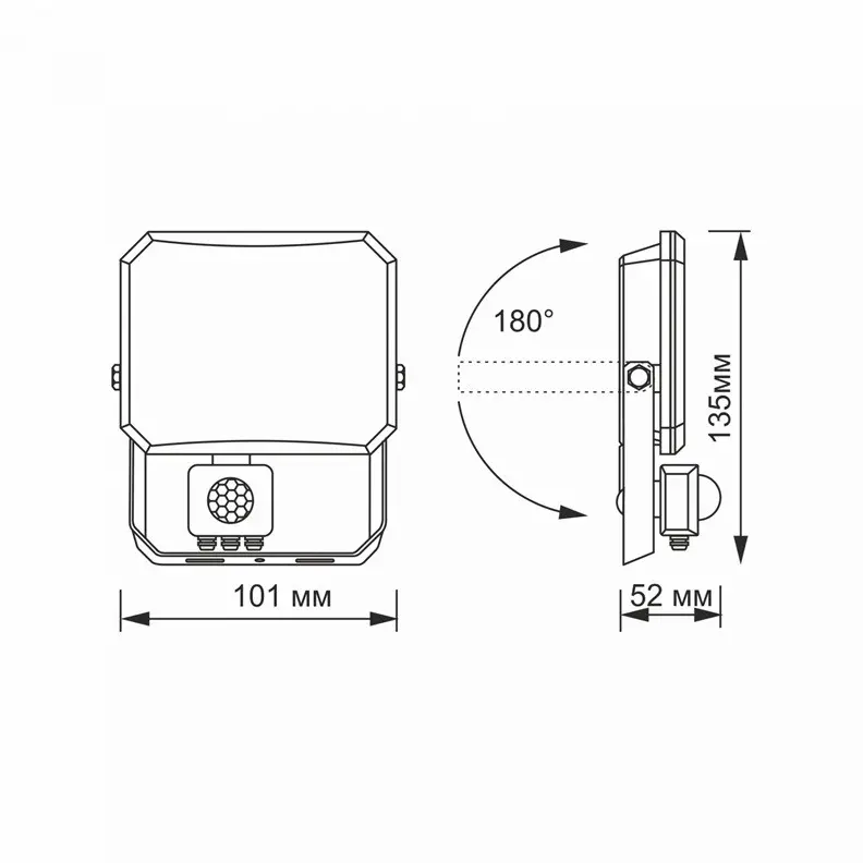 LED ПРОЖЕКТОР VLE-F3-0205B-S FLOOD SENSOR 20W/5K VIDEX - image 5