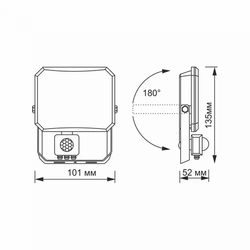 LED ПРОЖЕКТОР VLE-F3-0205B-S FLOOD SENSOR 20W/5K VIDEX - image 5