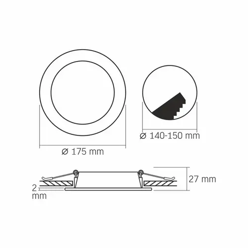 Λαμπτήρας LED VLE-DLBR-124 Downlight στρογγυλός 12W/4K/WH VIDEX - 6