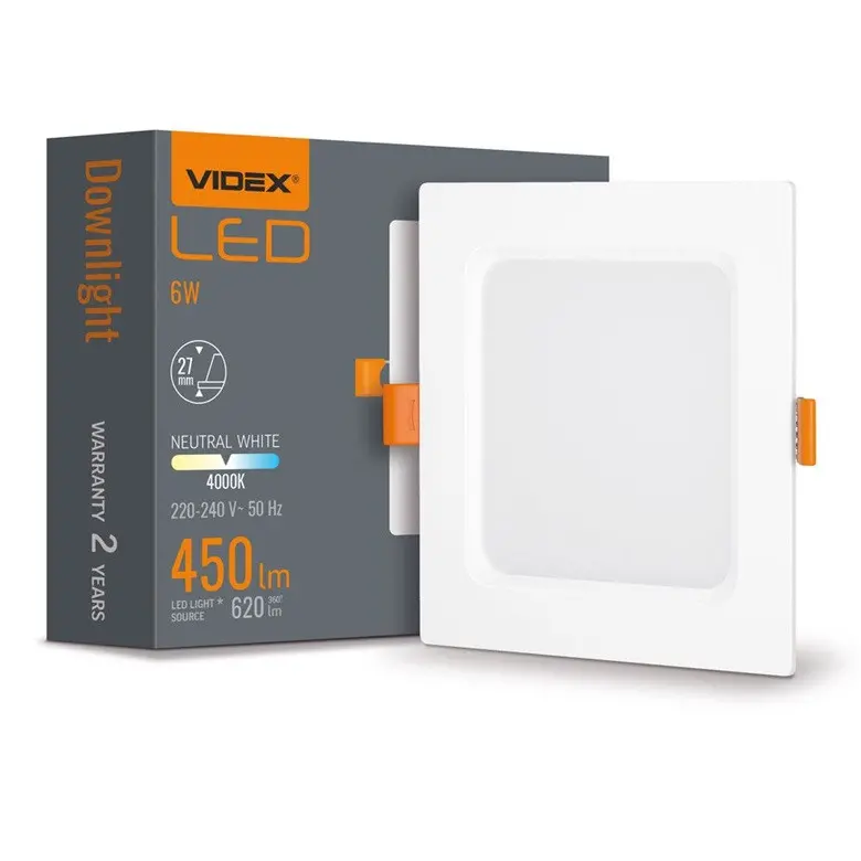 Λαμπτήρας LED VLE-DLBS-064 Downlight τετράγωνος 6W/4K/WH VIDEX