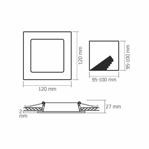 Lampă LED VLE-DLBS-064 Downlight pătrată 6W/4K/WH VIDEX - 5