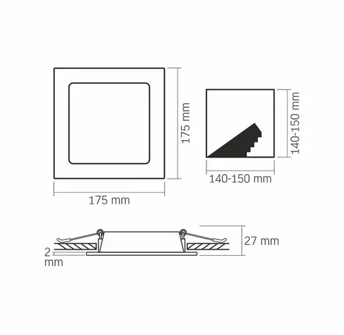 LED ЛАМПА VLE-DLBS-124 DOWNLIGHT SQ 12W/4K/WH VIDEX - image 4