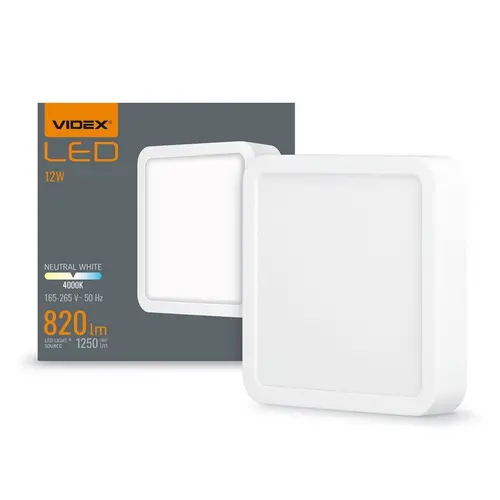 LED ЛАМПА VLE-DLSS-124 SURFACE FRAME SQ 12W/4K/WH VIDEX