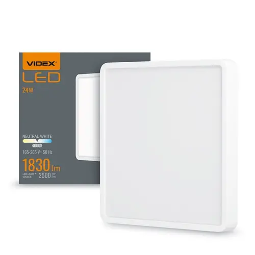 LED ЛАМПА VLE-DLSS-244 SURFACE FRAME SQ 24W/4K/WH VIDEX