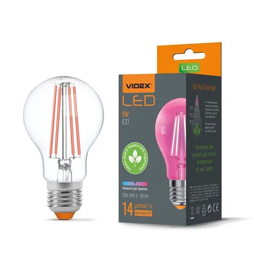 LED ЛАМПА VLE-A60FF-08271 PLANT GROW 8W E27 VIDEX