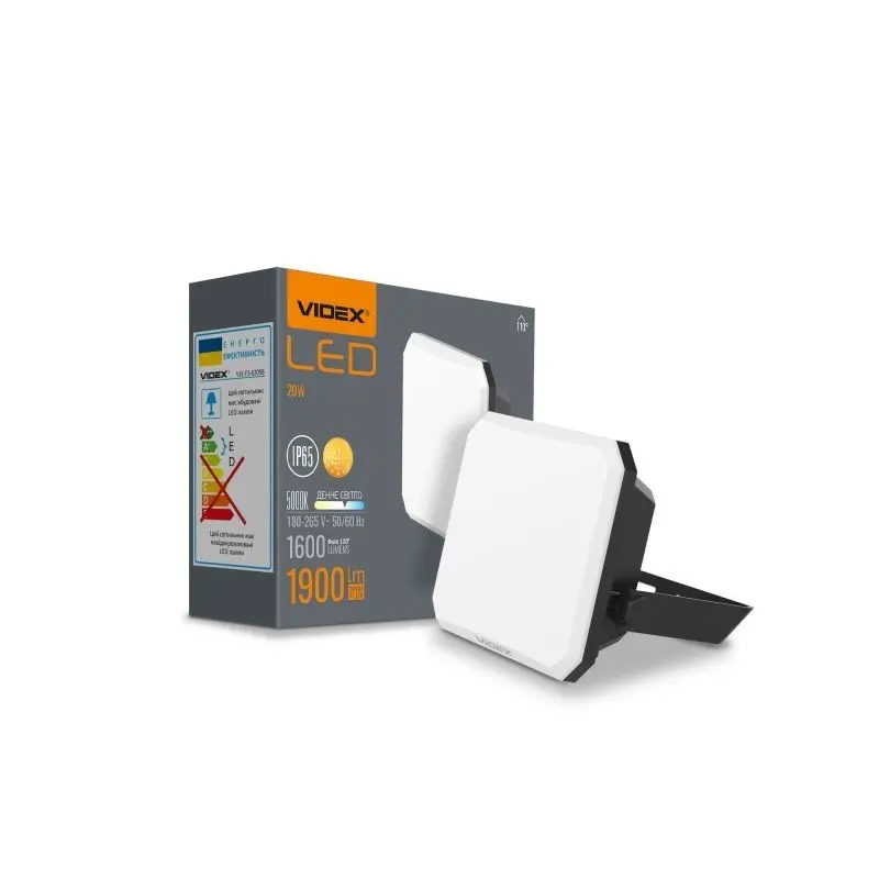 LED ПРОЖЕКТОР VLE-F3-0205B FLOOD 20W/5K VIDEX