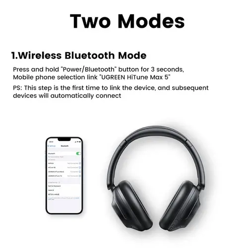 BLUETOOTH СЛУШАЛКИ Max5 ANC HP202 UGREEN - ЧЕРЕН - image 1