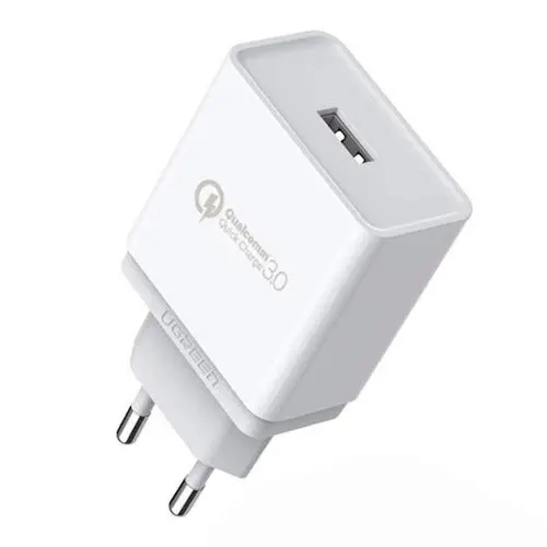 ЗАРЯДНО 220V 1xUSB A, 18W, QC 3.0 UGREEN - БЯЛ