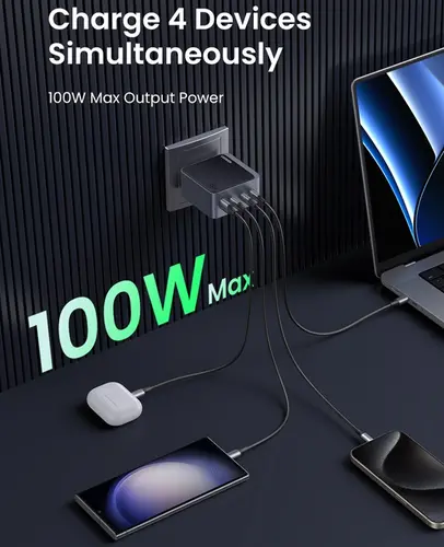 ЗАРЯДНО 220V 3xUSB-C,1xUSB A,GaN,100W, X565 UGREEN - image 3