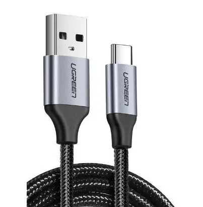 КАБЕЛ USB А / USB-C 3A,1М UGREEN - ПЛЕТЕН ЧЕРЕН