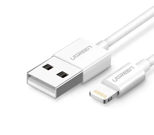 КАБЕЛ USB А/Lightining MFI, 1М UGREEN - БЯЛ
