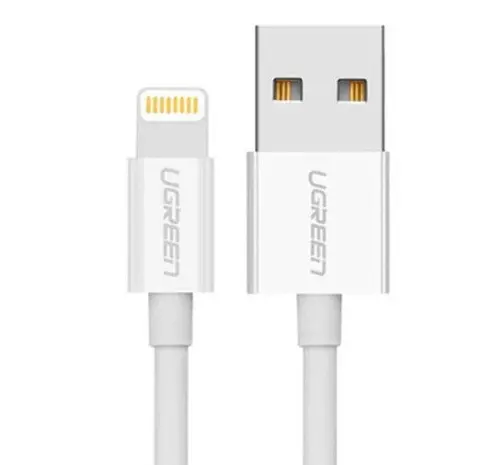 КАБЕЛ USB А/Lightining MFI, 1М UGREEN - БЯЛ - image 1