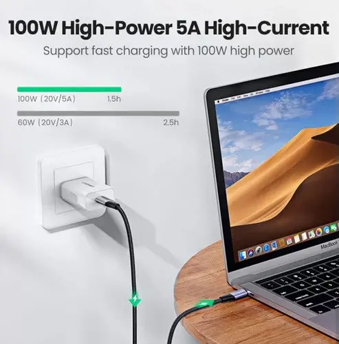 ПЛЕТЕН КАБЕЛ USB-C/USB-C 3.2 Gen2 5А US355 UGREEN - image 3