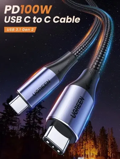 ПЛЕТЕН КАБЕЛ USB-C/USB-C 3.2 Gen2 5А US355 UGREEN - image 6