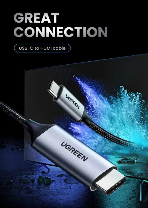 КАБЕЛ USB-C/HDMI 4K UHD ПЛЕТЕН С ДЪЛЖИНА 1.5m MM142 UGREEN - image 3