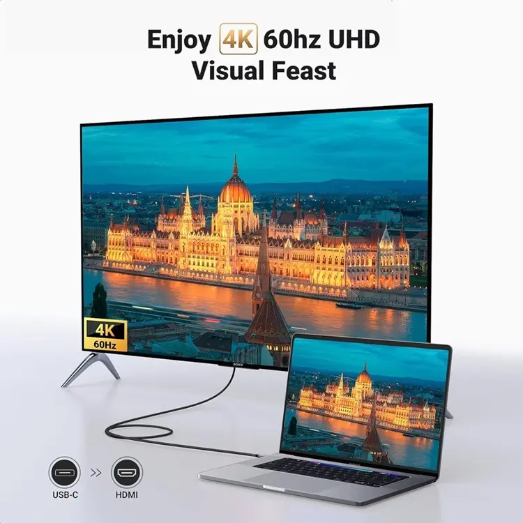 КАБЕЛ USB-C/HDMI 4K UHD ПЛЕТЕН С ДЪЛЖИНА 1.5m MM142 UGREEN - image 4