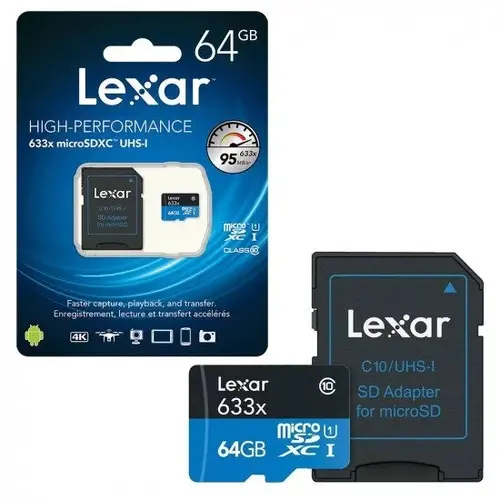 КАРТА ПАМЕТ micro SDHC 64GB Cl10 100/45MB/s UHS-I,V30,U3 LEXAR