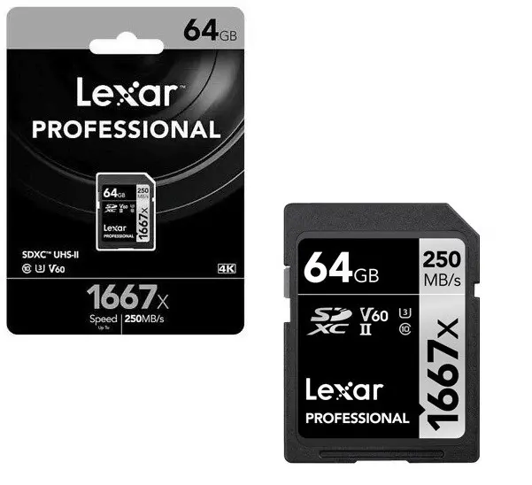 КАРТА ПАМЕТ DXC 64GB 250/80MB/s UHS-II V60 U3 LEXAR S