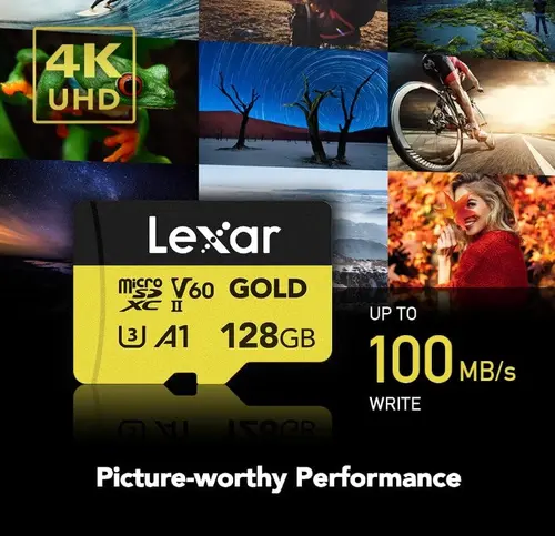 КАРТА ПАМЕТ ЗАЛАТНО micro SDXC 128GB 280/100MB/s UHS-II,A1,V60,U3 LEXAR - image 3