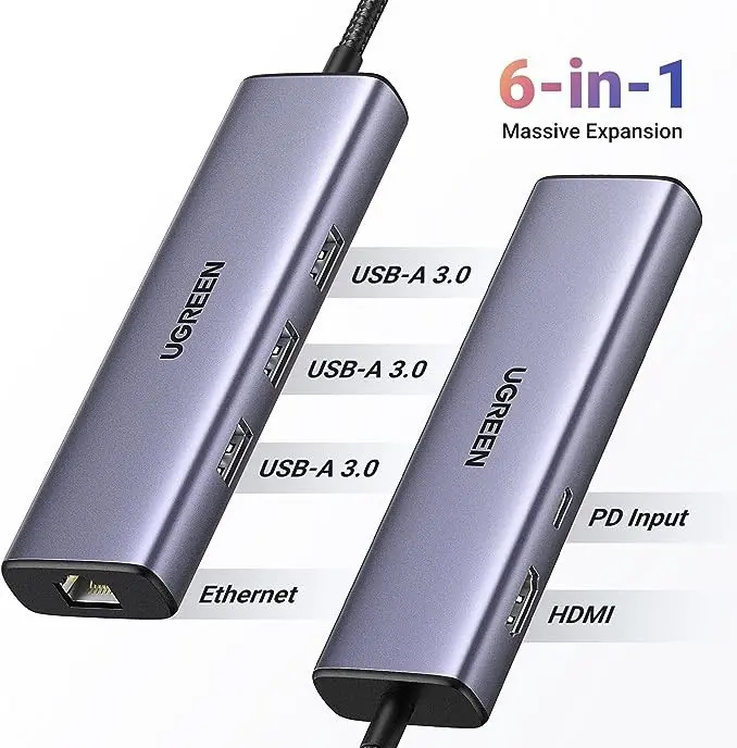 ΠΟΛΥΛΕΙΤΟΥΡΓΙΚΟΣ ΑΝΤΑΠΤΟΡΑΣ 6in1 HDMI/USB/RJ45+PD CM512 UGREEN