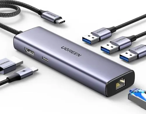МУЛТИФУНКЦИОНАЛЕН АДАПТЕР 6in1 HDMI/USB/RJ45+PD CM512 UGREEN - image 1