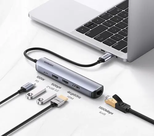 МУЛТИФУНКЦИОНАЛЕН АДАПТЕР 5in1 HDMI 4K-60Hz/RJ45 CM418 UGREEN