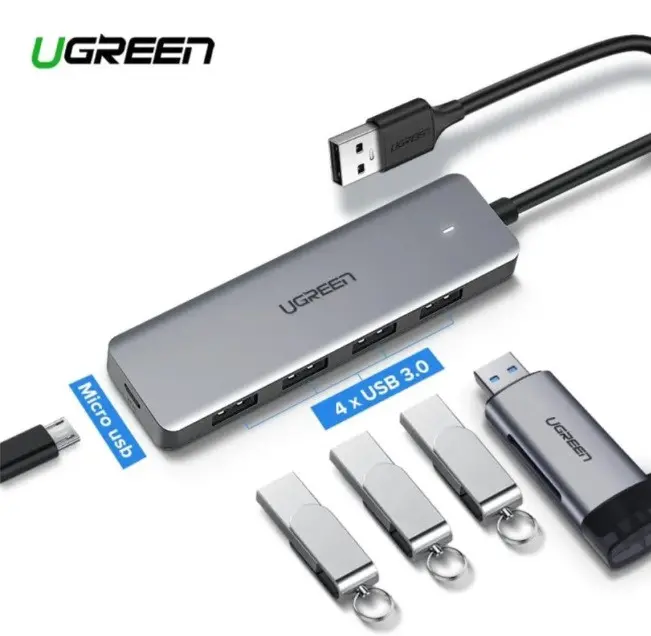 ХЪБ 4xUSB3.0 A,1xUSB-C,INPUT USB-C CМ219 UGREEN