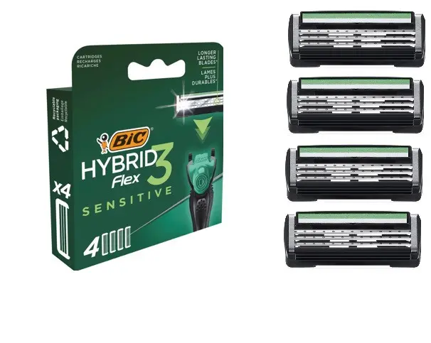 Ανταλλακτικές λεπίδες FLEX 3 HYBRID SENSITIVE μπλίστερ 4 BIC - image 1