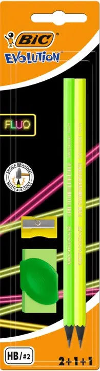SET FLUO HB 2 buc, RADIERĂ ȘI ASCUȚITOARE - image 1