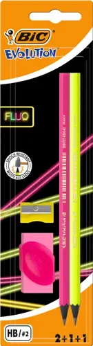 SET FLUO HB 2 buc, RADIERĂ ȘI ASCUȚITOARE - 1